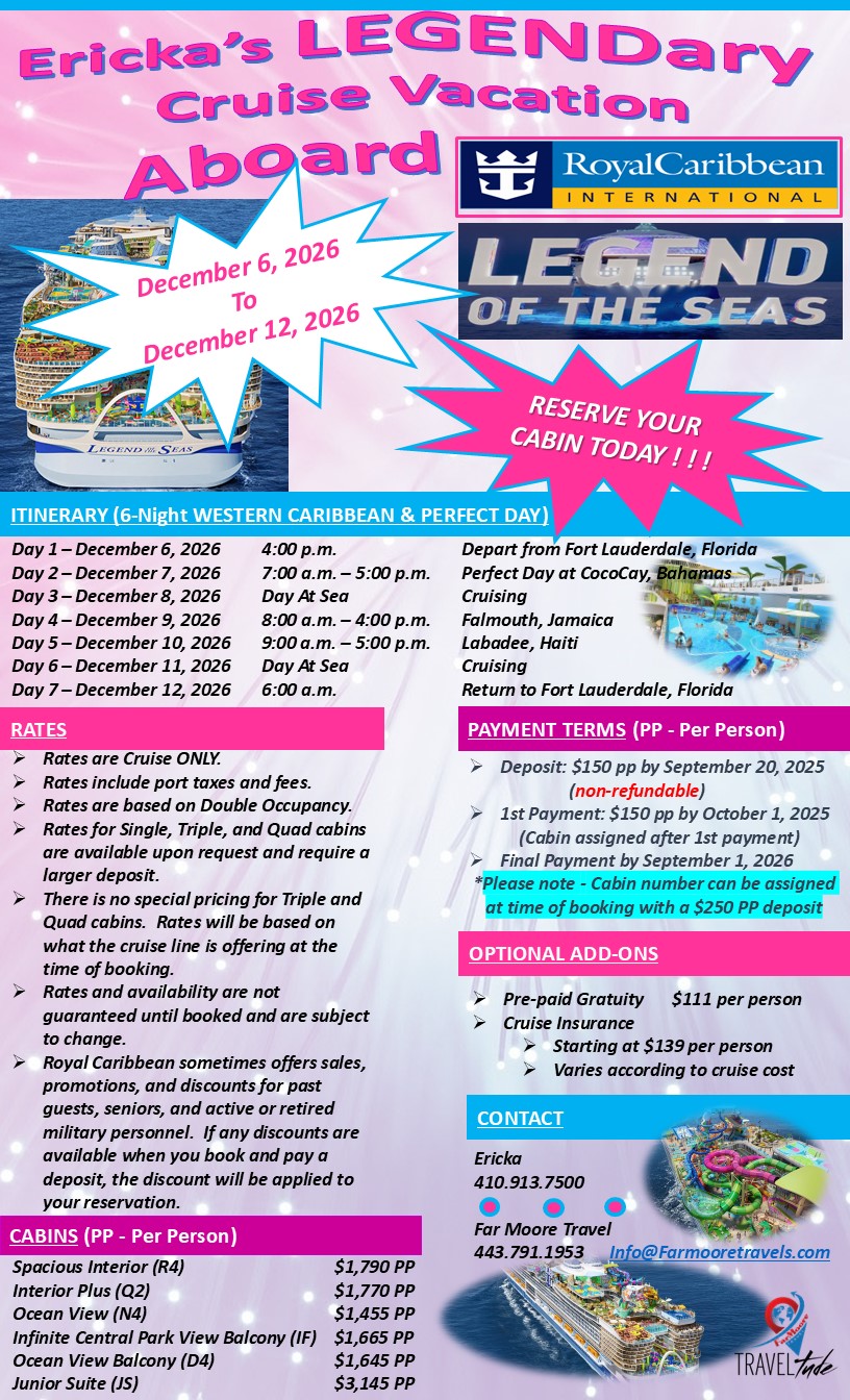 UPDATED Ericka's LEGENDary Cruise December 2026